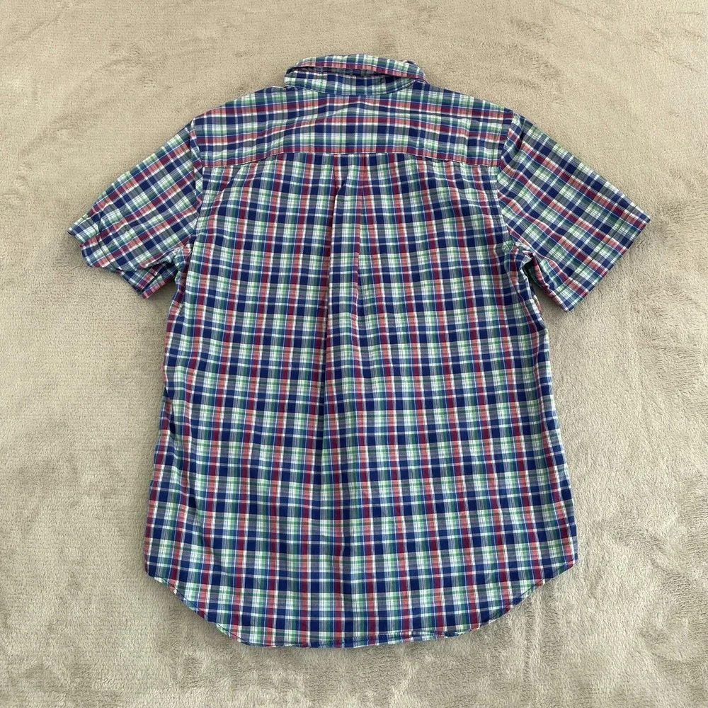 Polo Ralph Lauren Boys Large 14-16 Multi Plaid Madras Short Sleeve‎ Pony Preppy